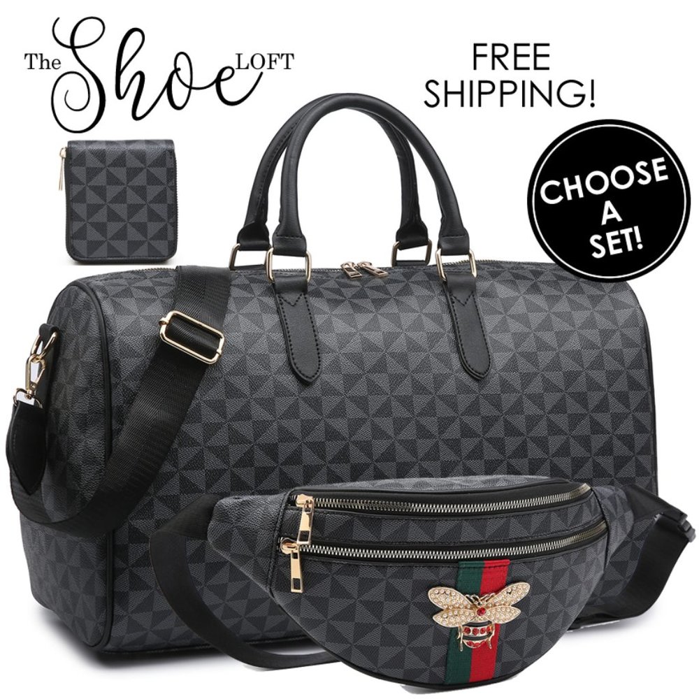 Duffle Bag Tote or Backpack Travel Set with Wallet